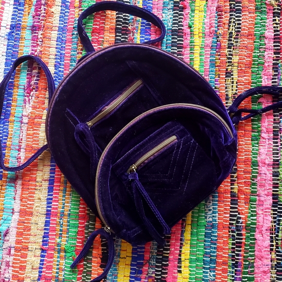 Wallflower Handbags - 🌈 Purple Velvet WallFlower Mini Backpack